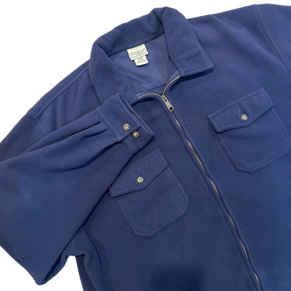 Mens LL Bean Vtg 90s Fleece FullZip Collared Button Pocket Barn Chore Shacket XL